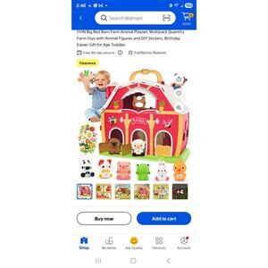 IYHN Big Red Barn Farm Animal Playset, Multipack Farm Toys w Animal Figures